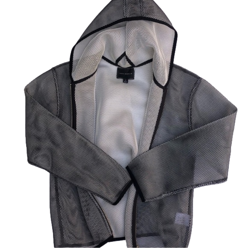 Tonia Debellis   silver grey net jacket with hood size M